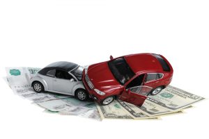 two crashed cars over money